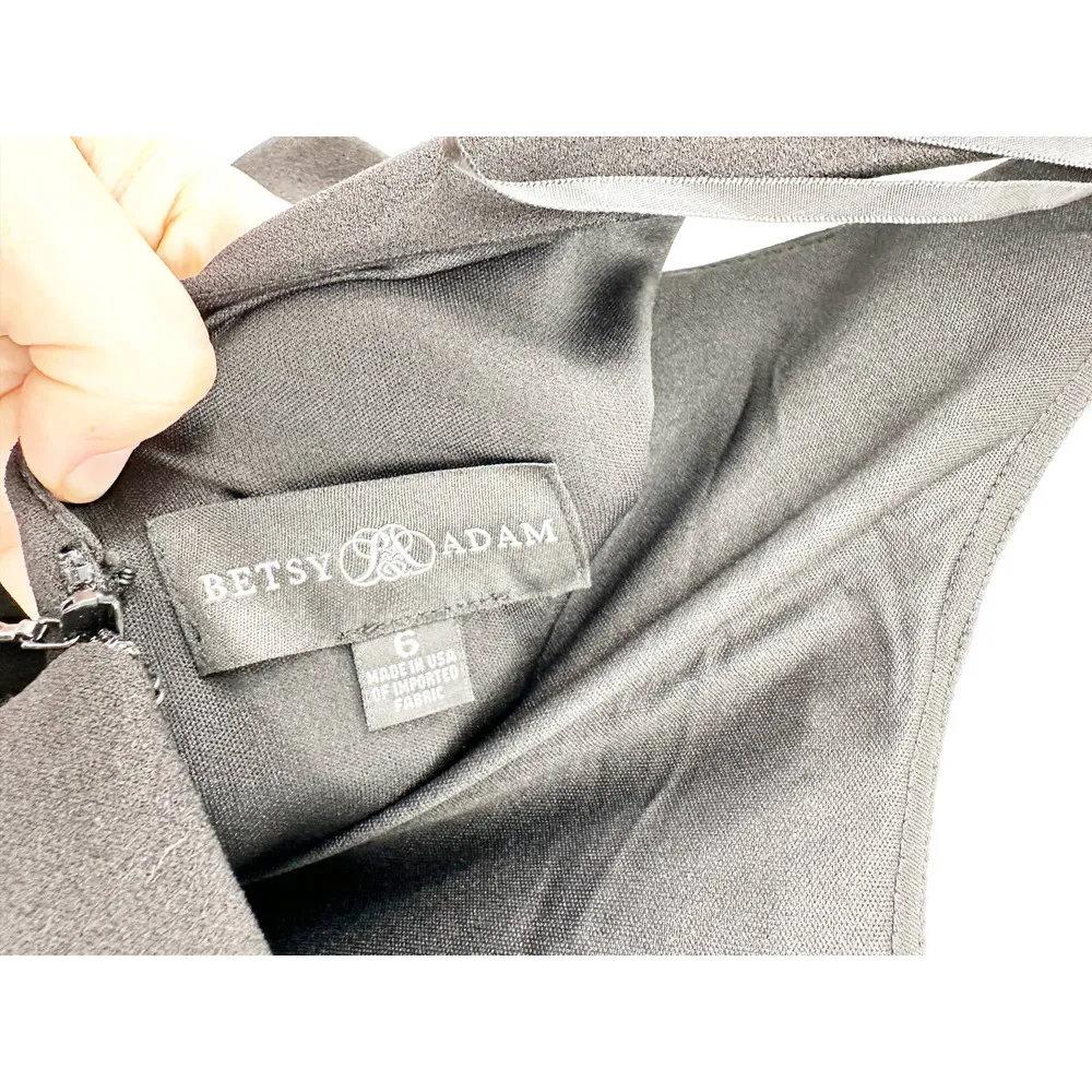 Betsy & Adam Sleeveless Ruffle-Detail Dress Gown Black Size 6 - Image 5