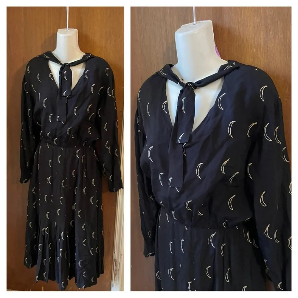 Vtg Witch moon midi dress black Size M - Image 10