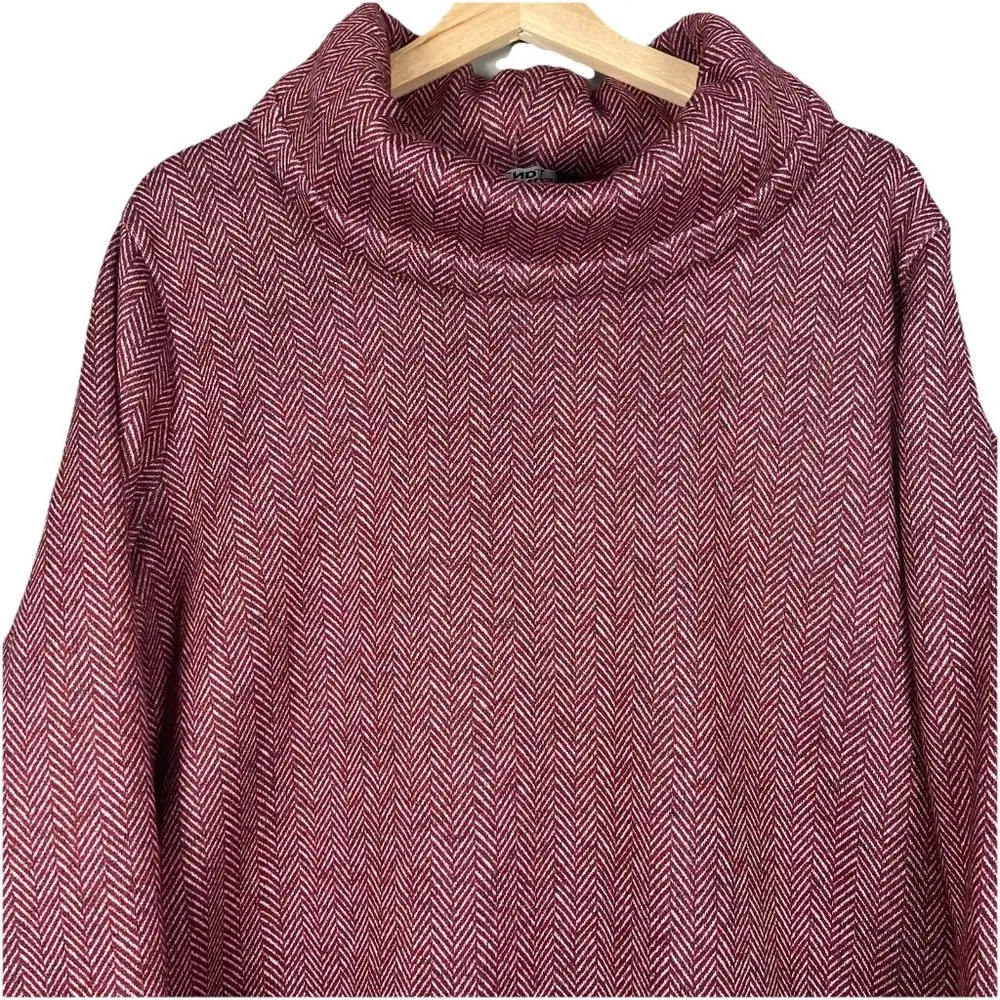 Lands' End Cowlneck Fleece Tunic Sweater Women's‎ 1X Herringbone Cozy Sweatshirt - Image 4