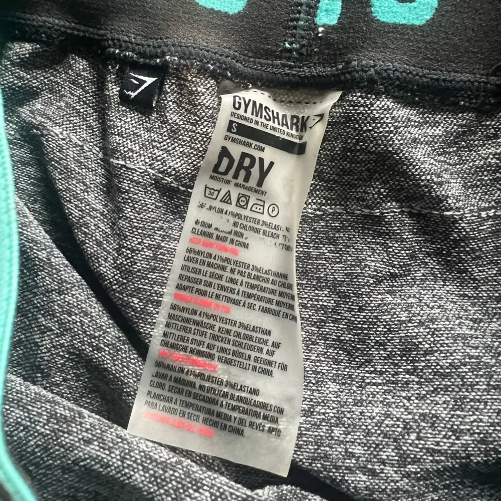 Gymshark - Flex High‎ Waisted Leggings - Gray Marl / Turquoise Band - Size S - Image 4