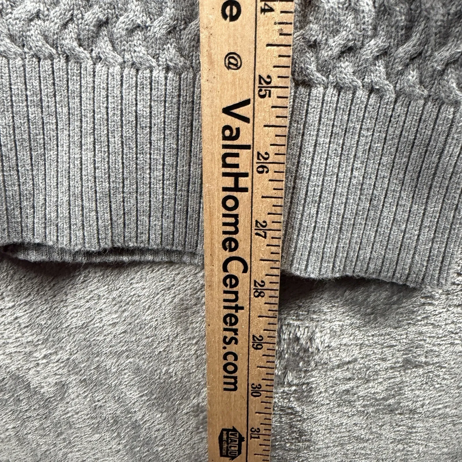 Lands End XS Gray Cable Knit Turtleneck Sweater Cotton Preppy Coastal Grandma - Image 9