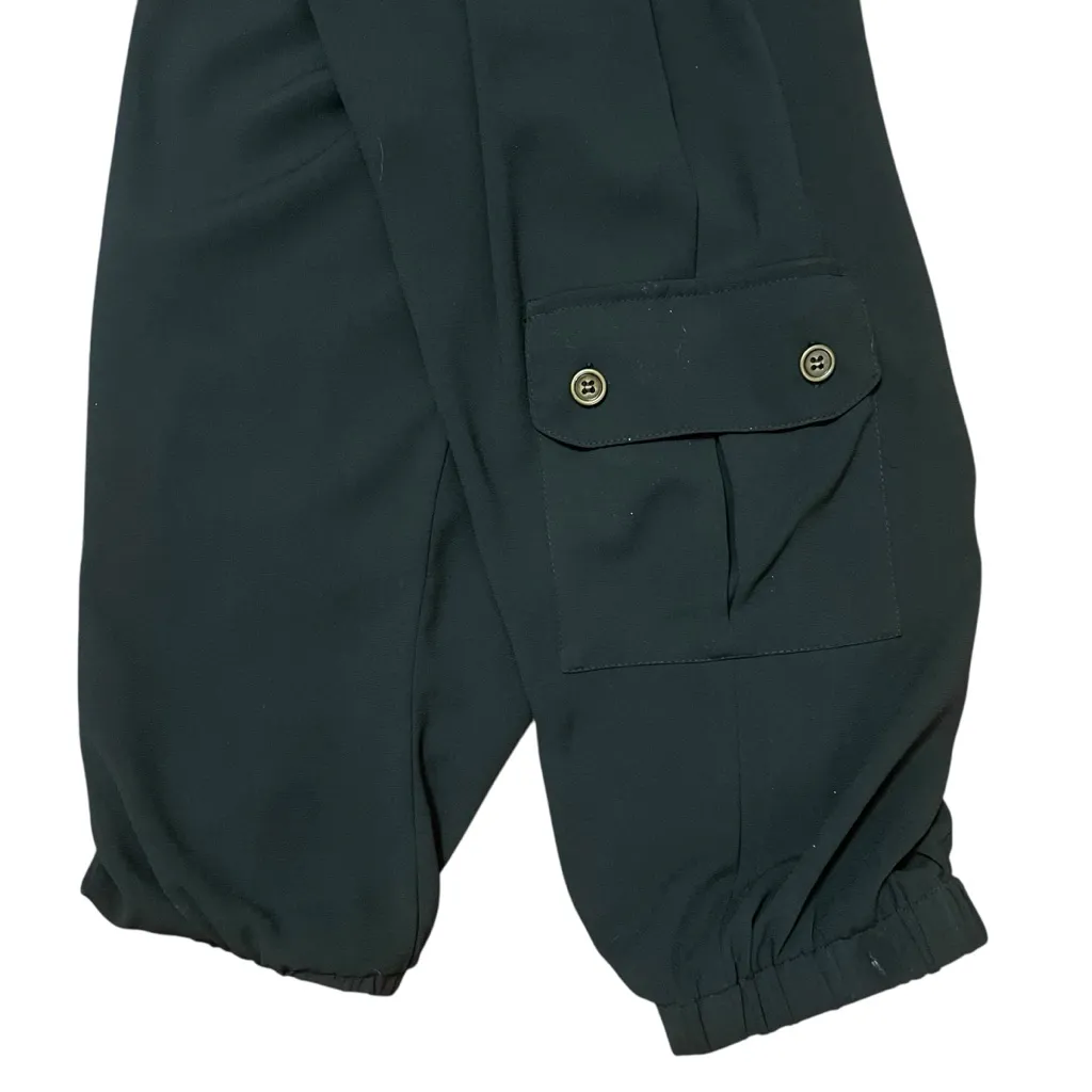 Cache Black Strapless Jumpsuit Cargo Jogger Style Sz XS Crop Drawstring Slinky - Image 6