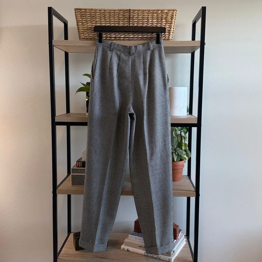 Talbots Vintage Houndstooth High-Rise Wool Woven Cuffed Career Dress Pant, 8 - Image 4