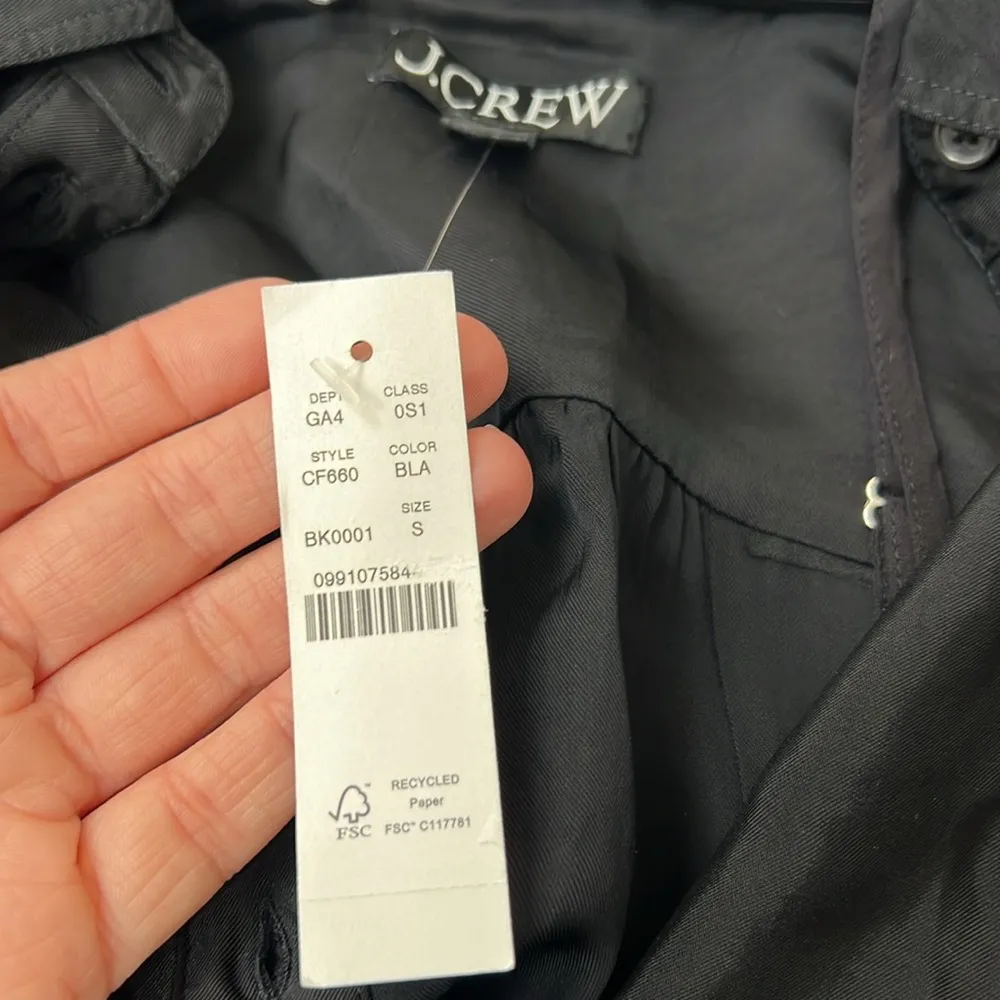 J. Crew Amelia Popover Shirt Dress Drapey Viscose Twill in Black Size Small - Image 9