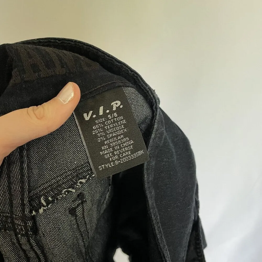 V.I.P. dark blue denim casual high rise summer shorts buttons pockets comfort Size 6 - Image 6