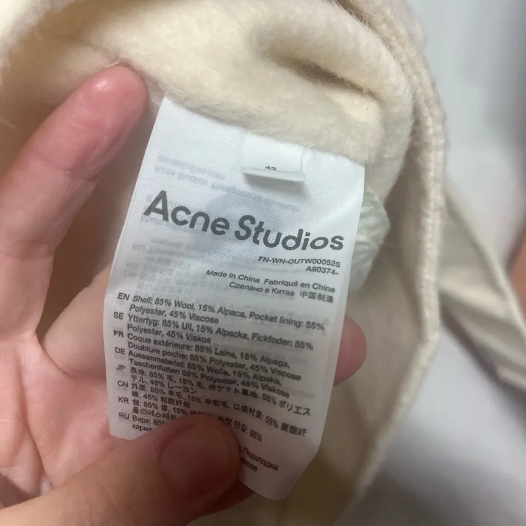 NEW NWT Acne Studios oversized single-breasted wool coat ecru/off-white size 42 - Image 5