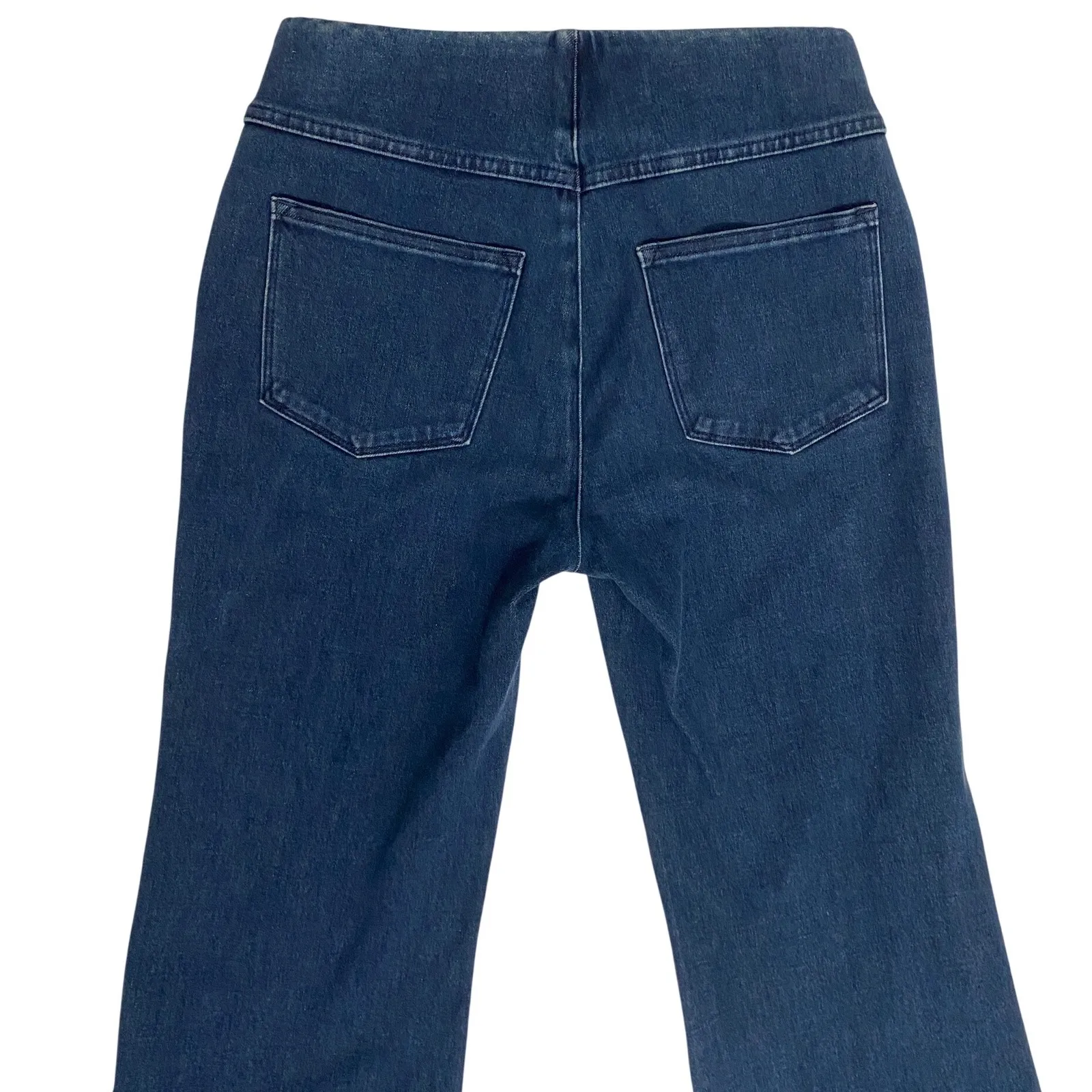 Soft Surroundings Flare Leg Jeans Dark Wash Split Hem Elastic Waist Women XS - Image 13