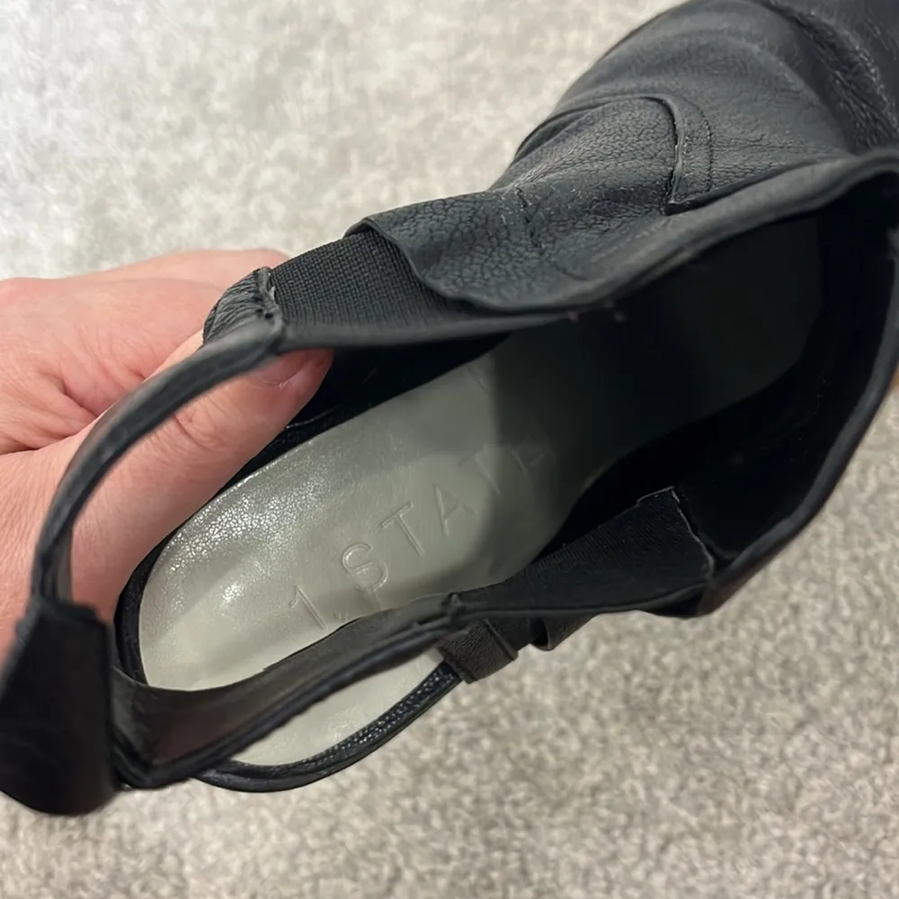 💕1 State Size 7 Black Leather Leban Heeled Slingback Pointed Toe Ankle Boots - Image 11