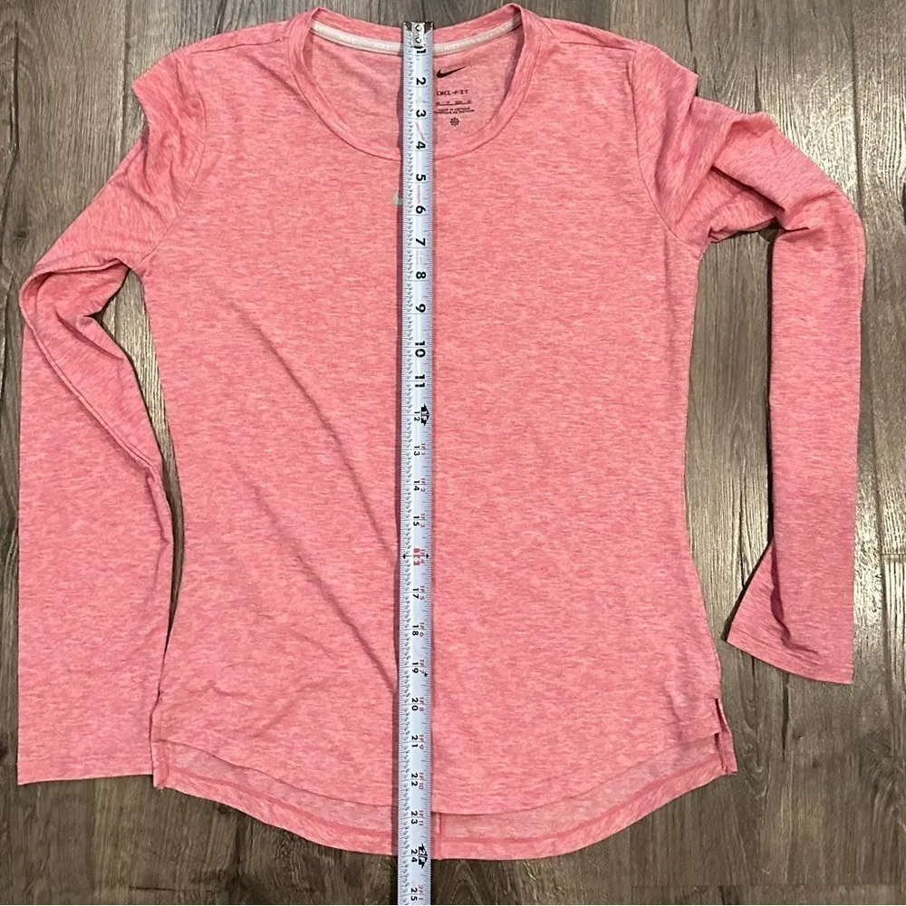 Nike Dri-Fit Heathered Red Pink Long Sleeve Shirt Women's Running XS - Image 8