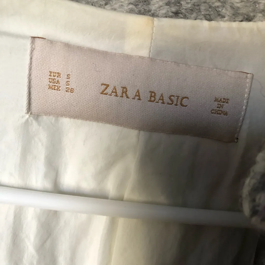 Zara oversized Gray Open Front jacket Coat zip up side pockets size S - Image 5