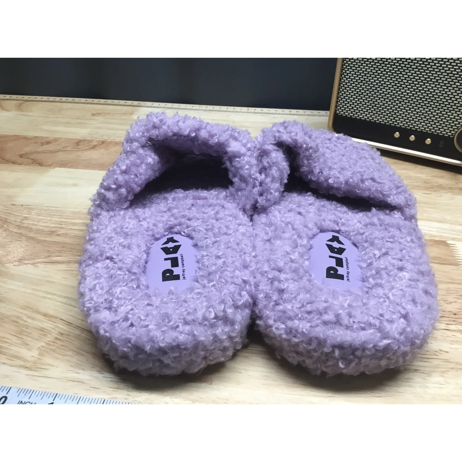Jeffrey Campbell Play Fluffy Slippers Women's Lavender Faux Shearling Slip On - Image 4
