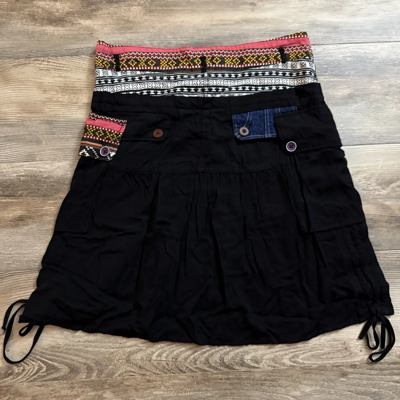 Desigual Black Embroidered Butterfly Skirt Women’s Size 38 Boho Patchwork - Image 8