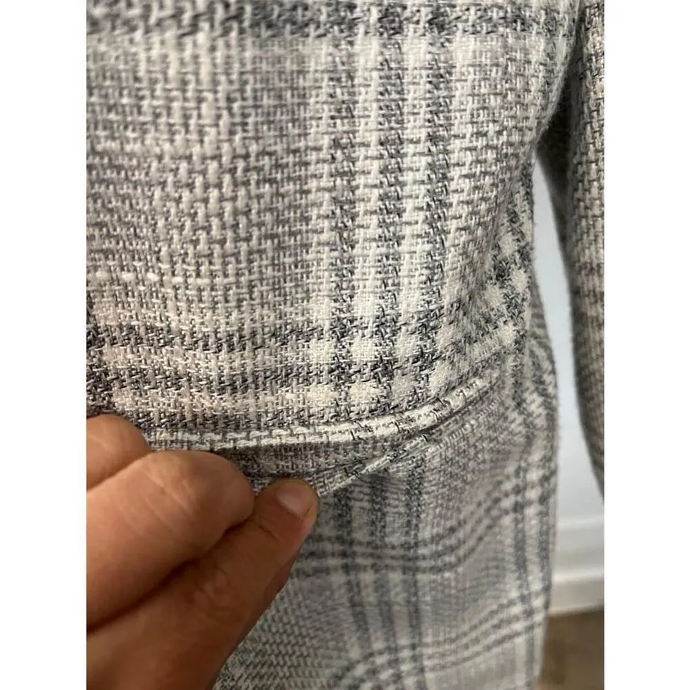 Vintage Liz Claiborne Grey and cream Plaid check single button Blazer Size 14 - Image 6