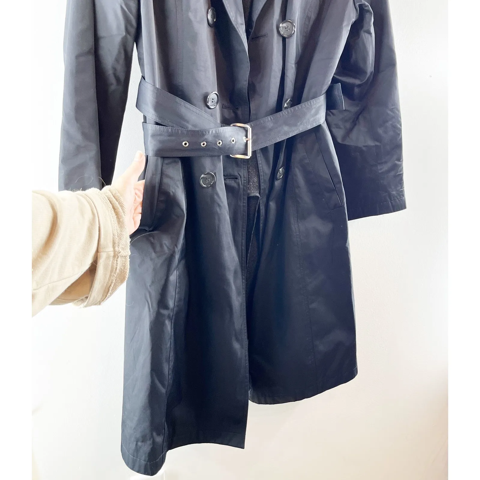 Michael Kors Long Sleeve Double Breasted Belted Trench Coat Black Small - Image 6