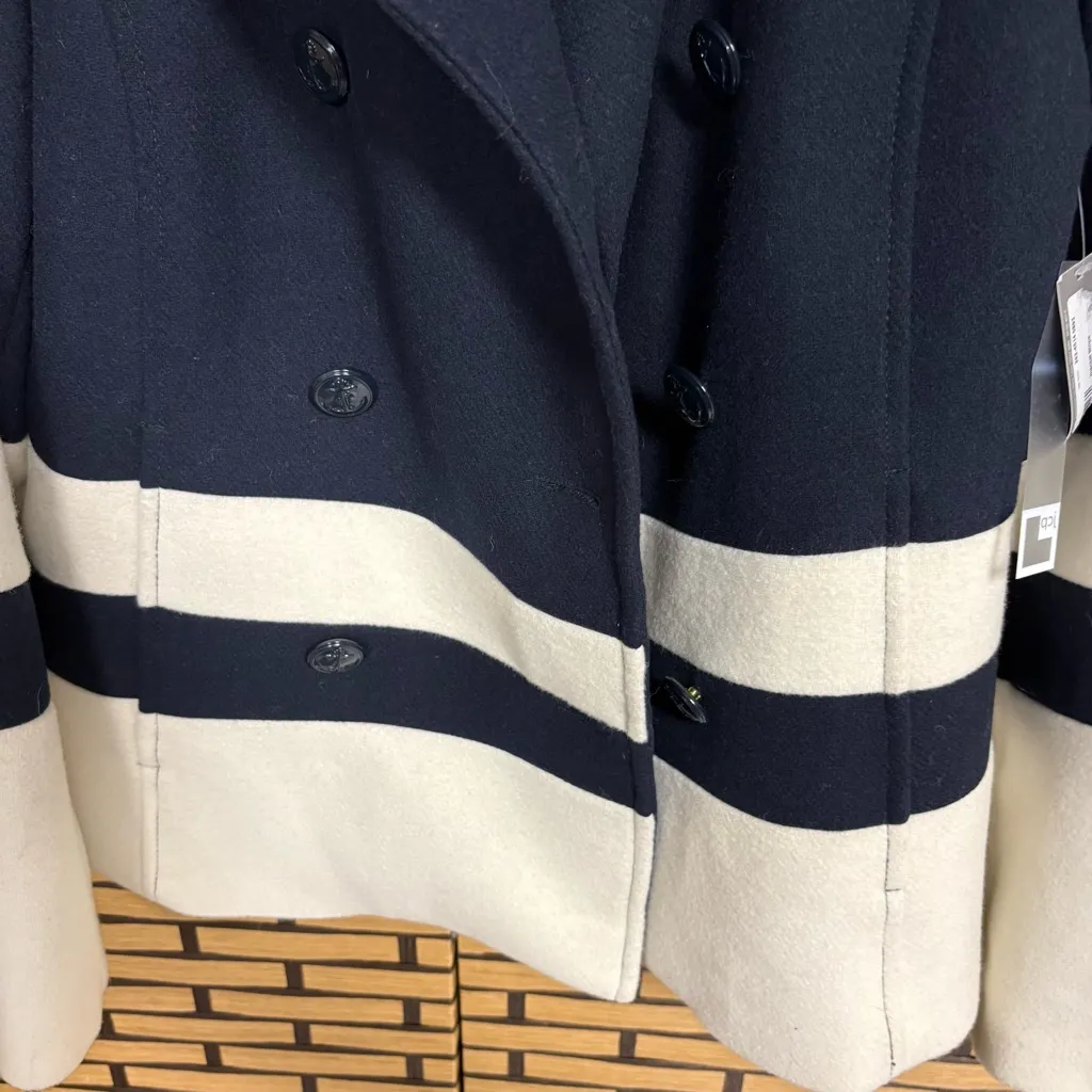 JCPenny Navy‎ Wool Blend Coat Size Large Blue - Image 3