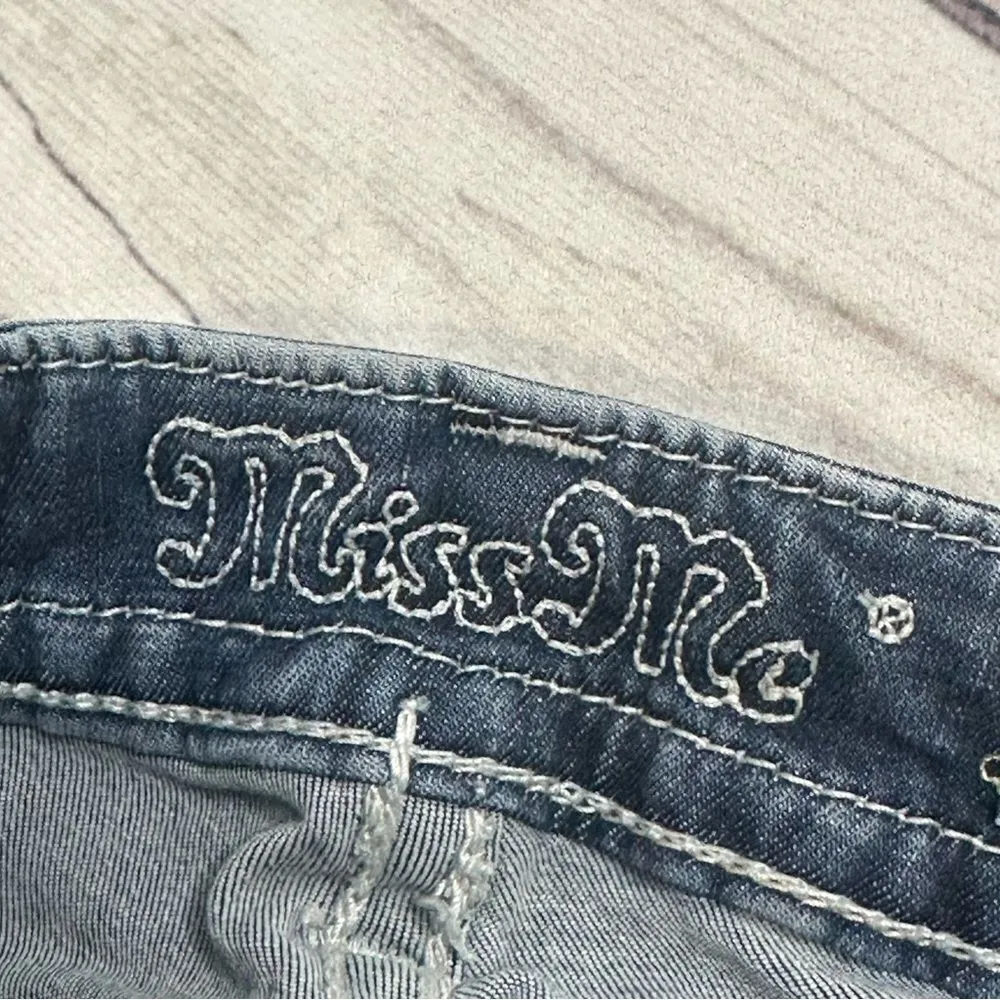 Miss Me Jeans Size 26 Signature Skinny Low Rise Flap Pockets Embroidered Biker - Image 11