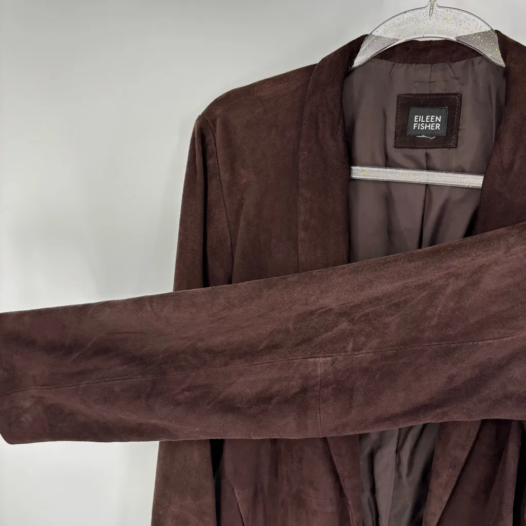 Eileen Fisher Goat Suede Chocolate Brown Jacket Size Small - Image 6
