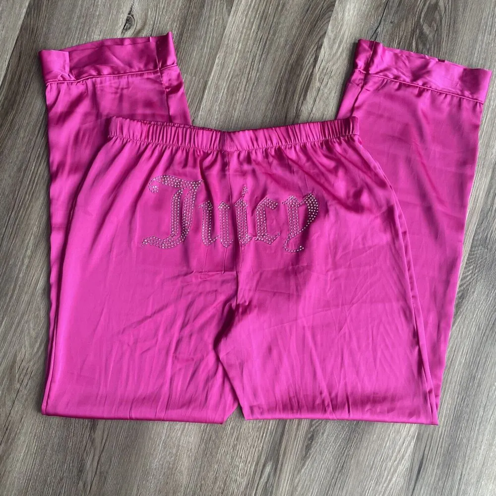 Juicy‎ Couture Women's Satin Sleepwear Button Down Magenta Pink Size S Y2K Retro - Image 2