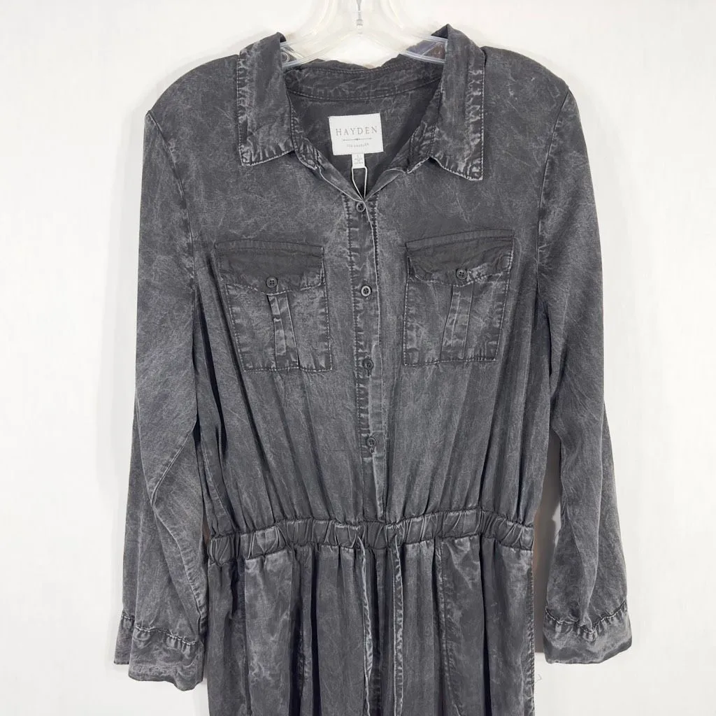 Hayden Los Angeles Large Jumpsuit Mineral Washed Jumper Charcoal Pockets 1505‎ - Image 7