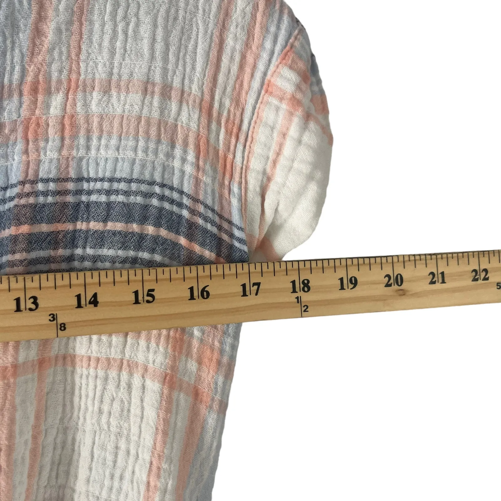 Sanctuary Women's Size Small Blue Pink Plaid Button Up‎ Gauze Short Sleeve Tie - Image 8