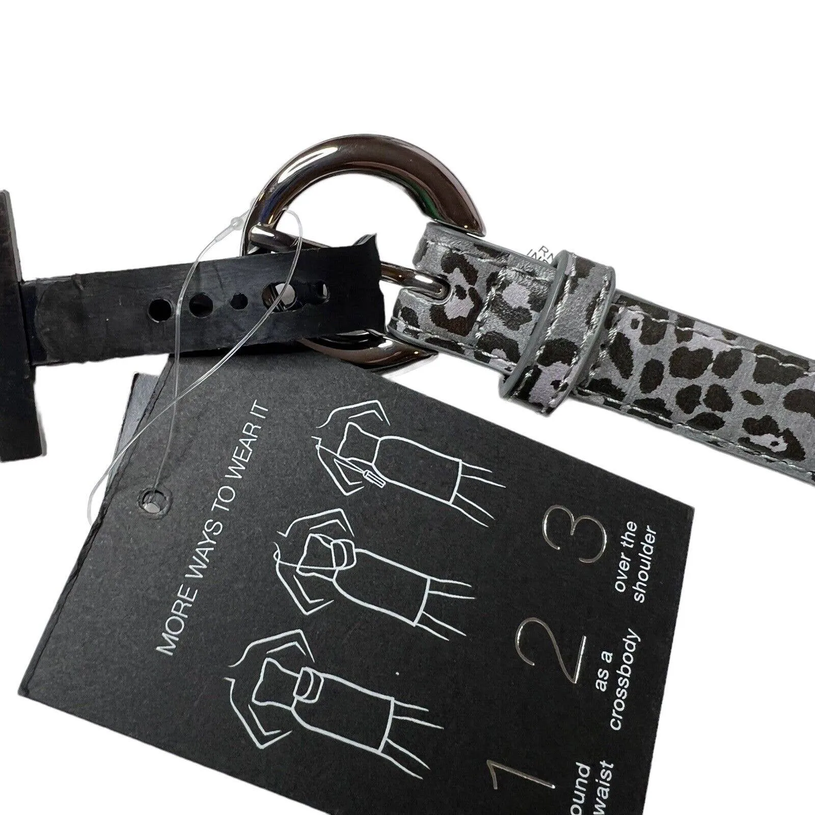 INC International Concepts Quilted Animal Print Convertible Belt Bag Grey L Gray - Image 6