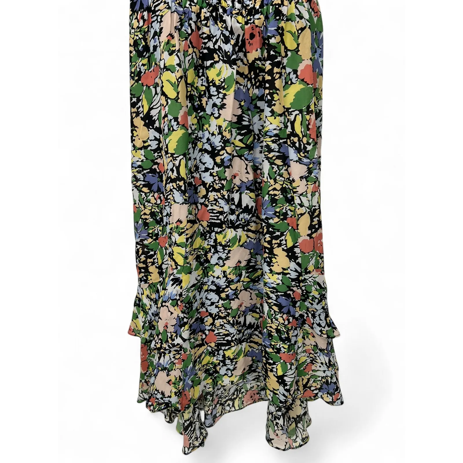 Parker  XXS  Melody Dark Floral Back-Cutout Dress Midi Sleeveless Ruffle Womens - Image 5