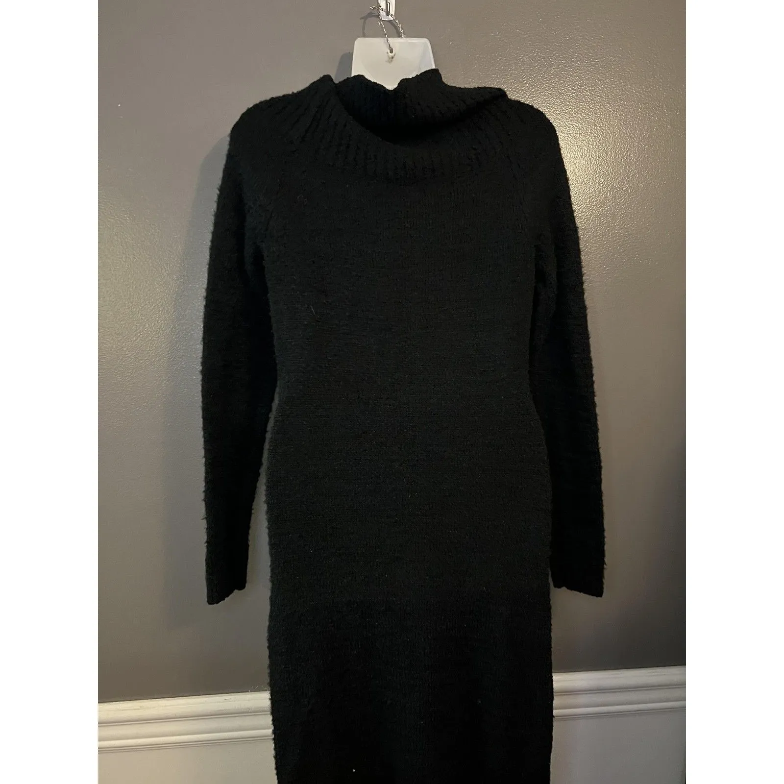 Love Always Sweater Dress Womens Large Black Cowl Neck Pullover Long Sleeve Soft - Image 7
