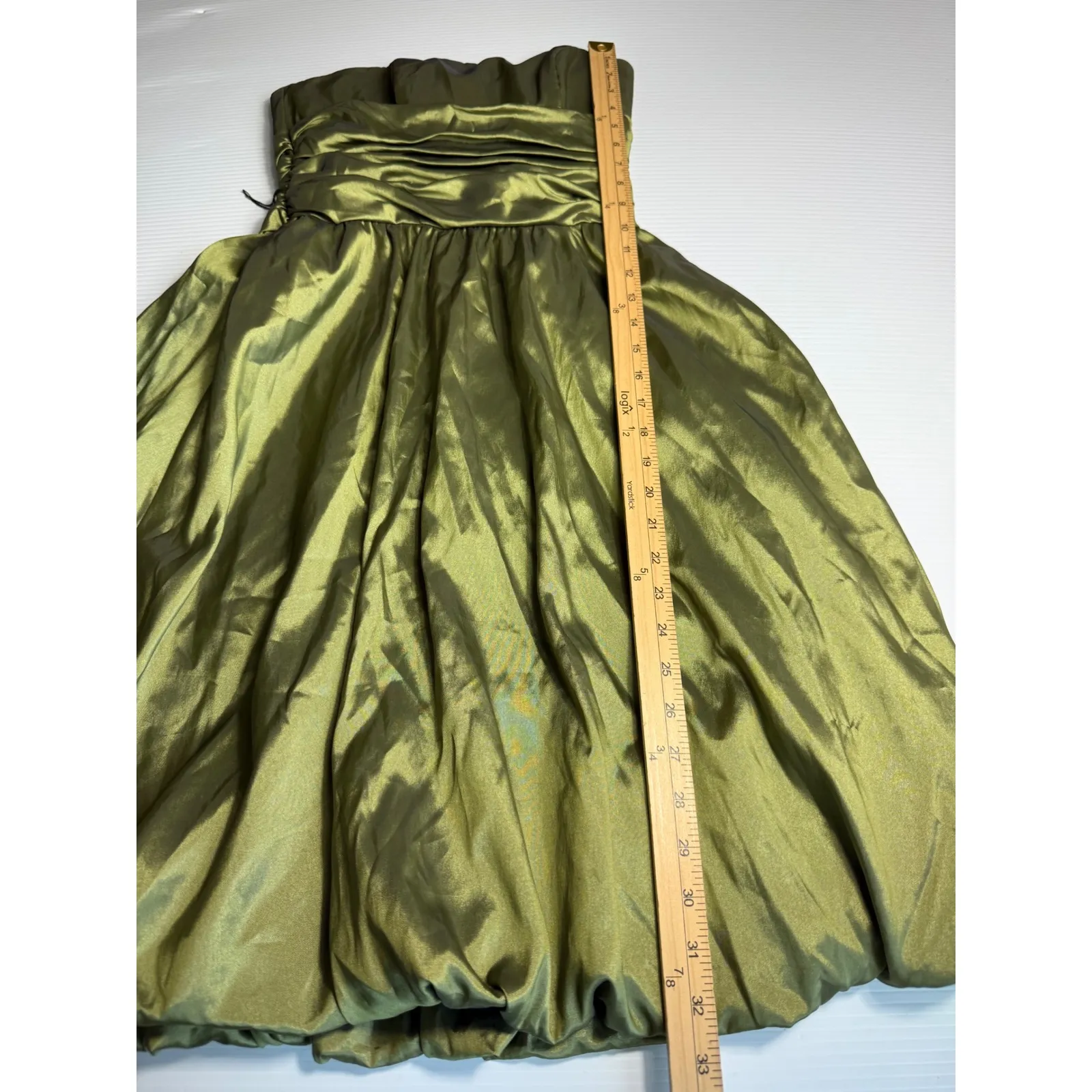 David's Bridal Olive‎ Green Strapless Dress Party Cocktail Bubble Hem Size 2 - Image 2