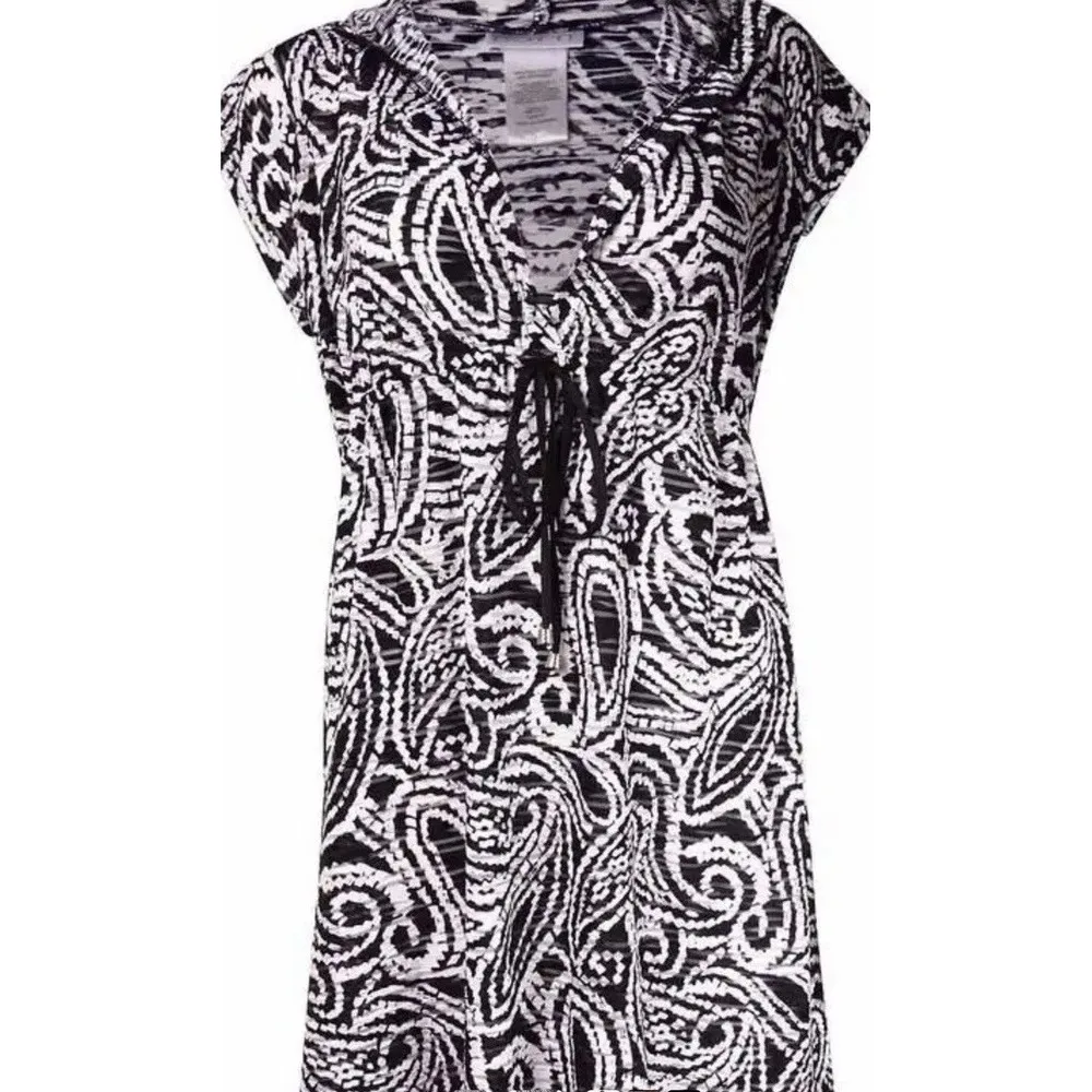 Dotti Swim Suit Hooded Coverup Dress Drawstring Waist Size - Image 2