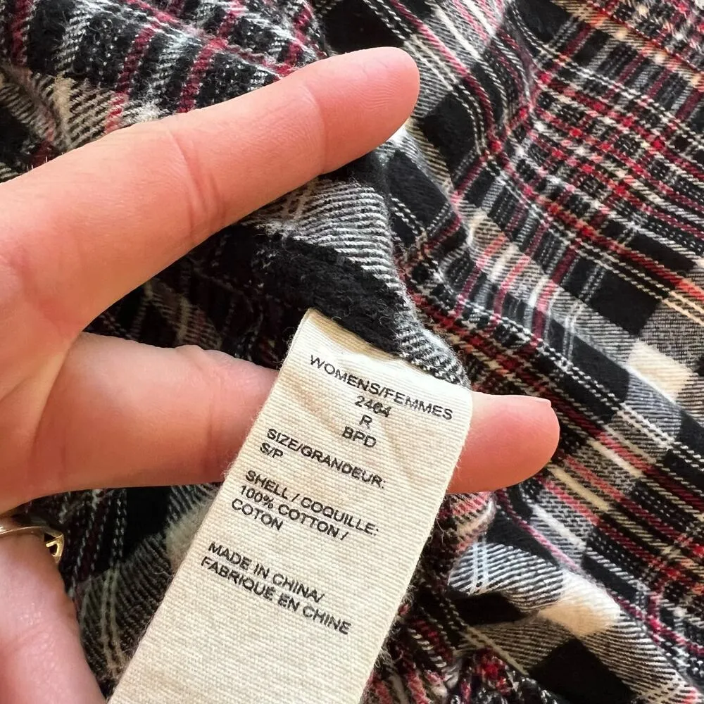 Woolrich Black & Red Cotton Checkered Plaid Print Button Front Long Sleeve Shirt - Image 9