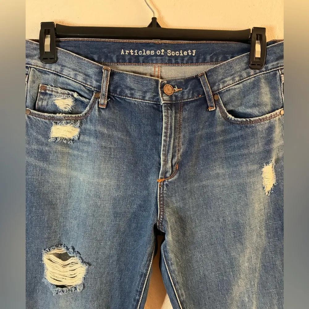 Articles of Society Blue Women's Ankle Skinny Slightly Distressed Denim Jeans 27 - Image 5