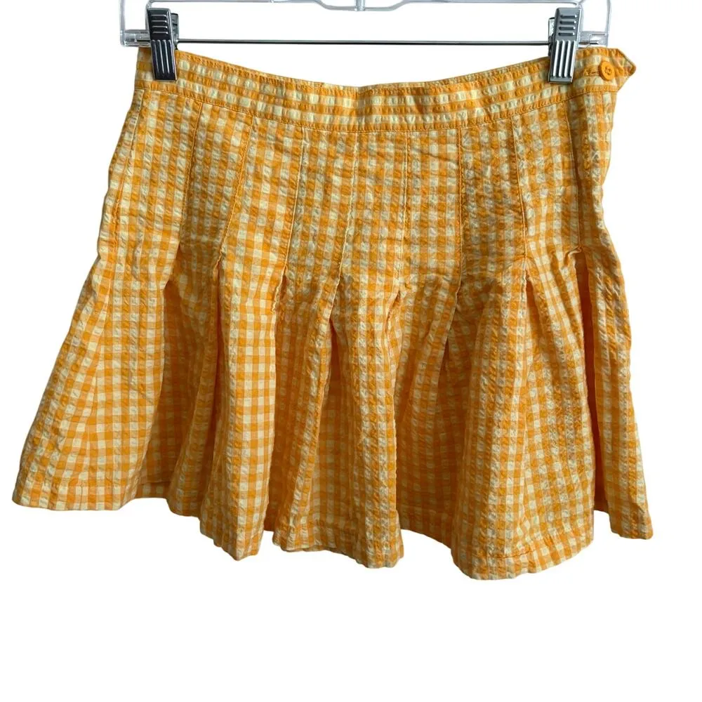 Urban Outfitters Katie Plaid Pleated Mini Skirt Medium Women’s Yellow - Image 2