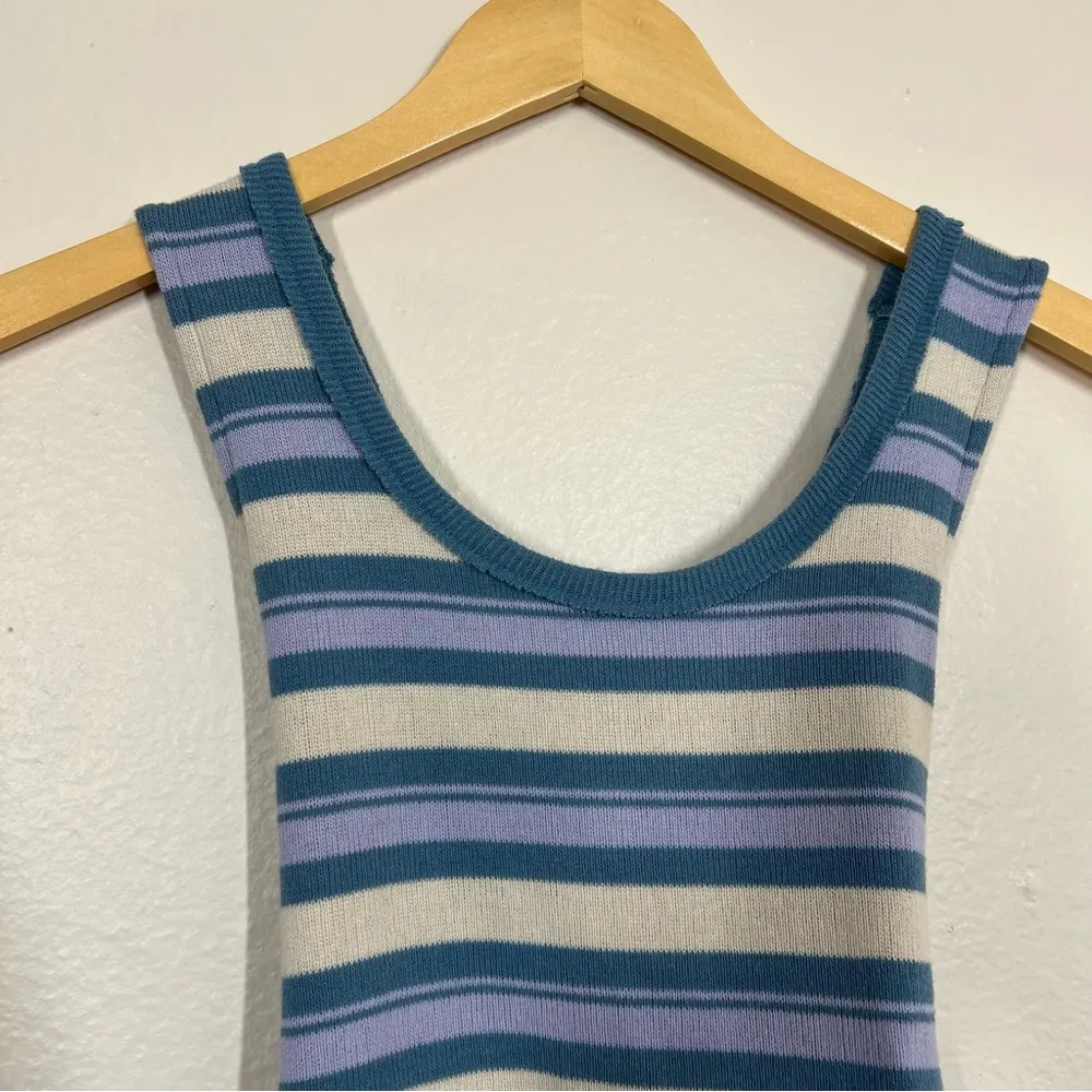 We The Free Blue Stripe Knit Workshop Tie Back Tank - Image 7