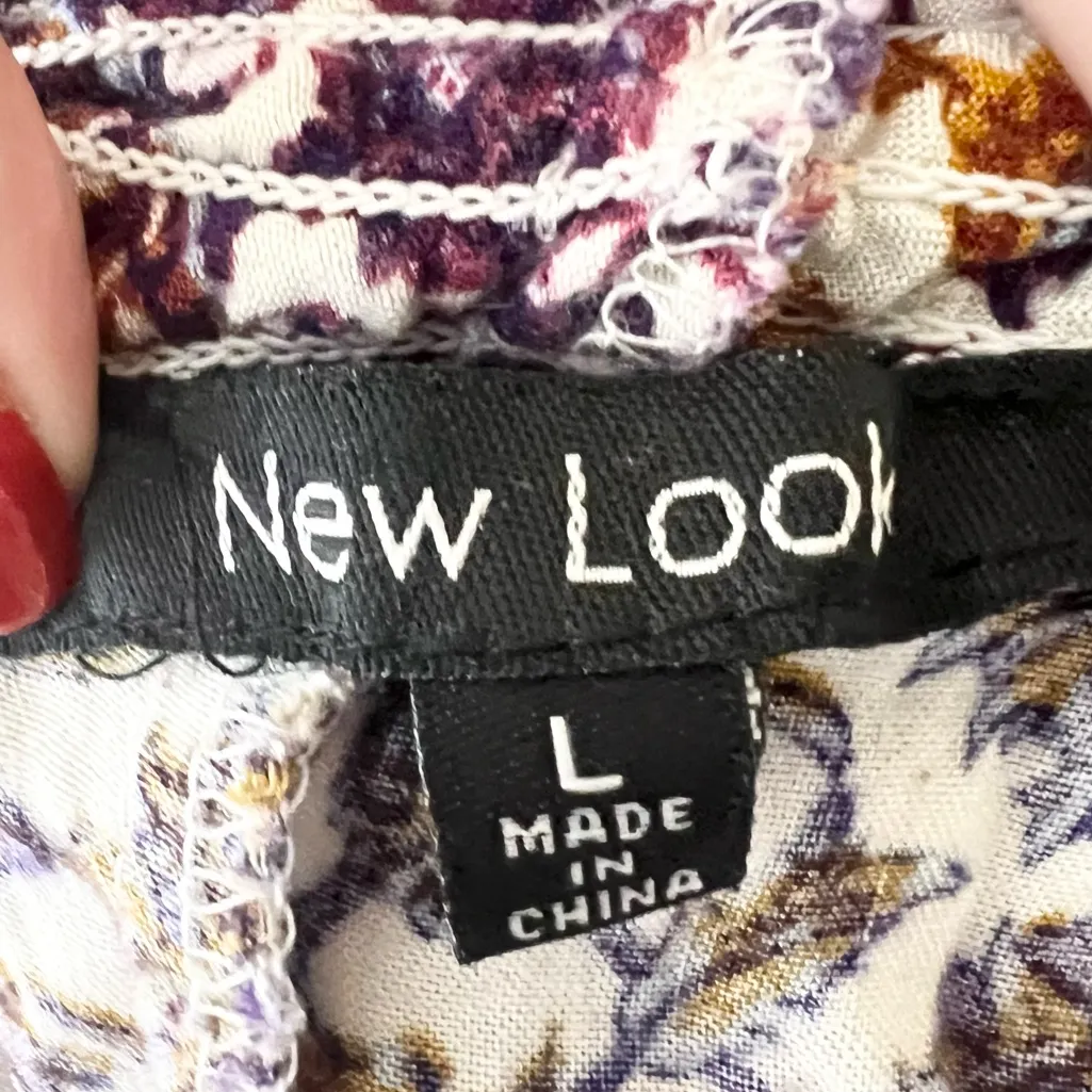 New Look Boho Patterned Wide Leg Casual Festival Palazzo Lounge Pants Size Large - Image 6