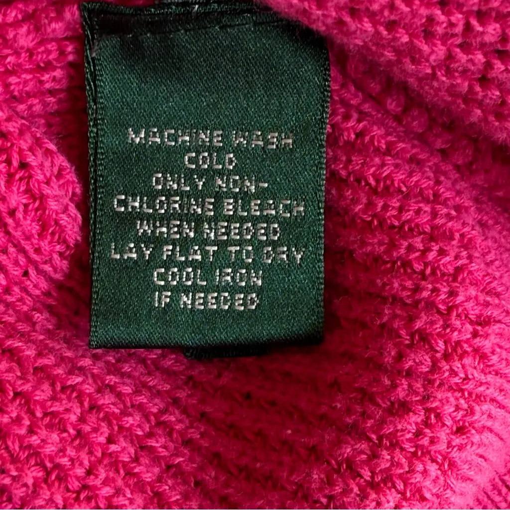 L-RL‎ Lauren Active Ralph Lauren Pink Waffle knit Sweater  XL Cotton Preppy Y2K - Image 11