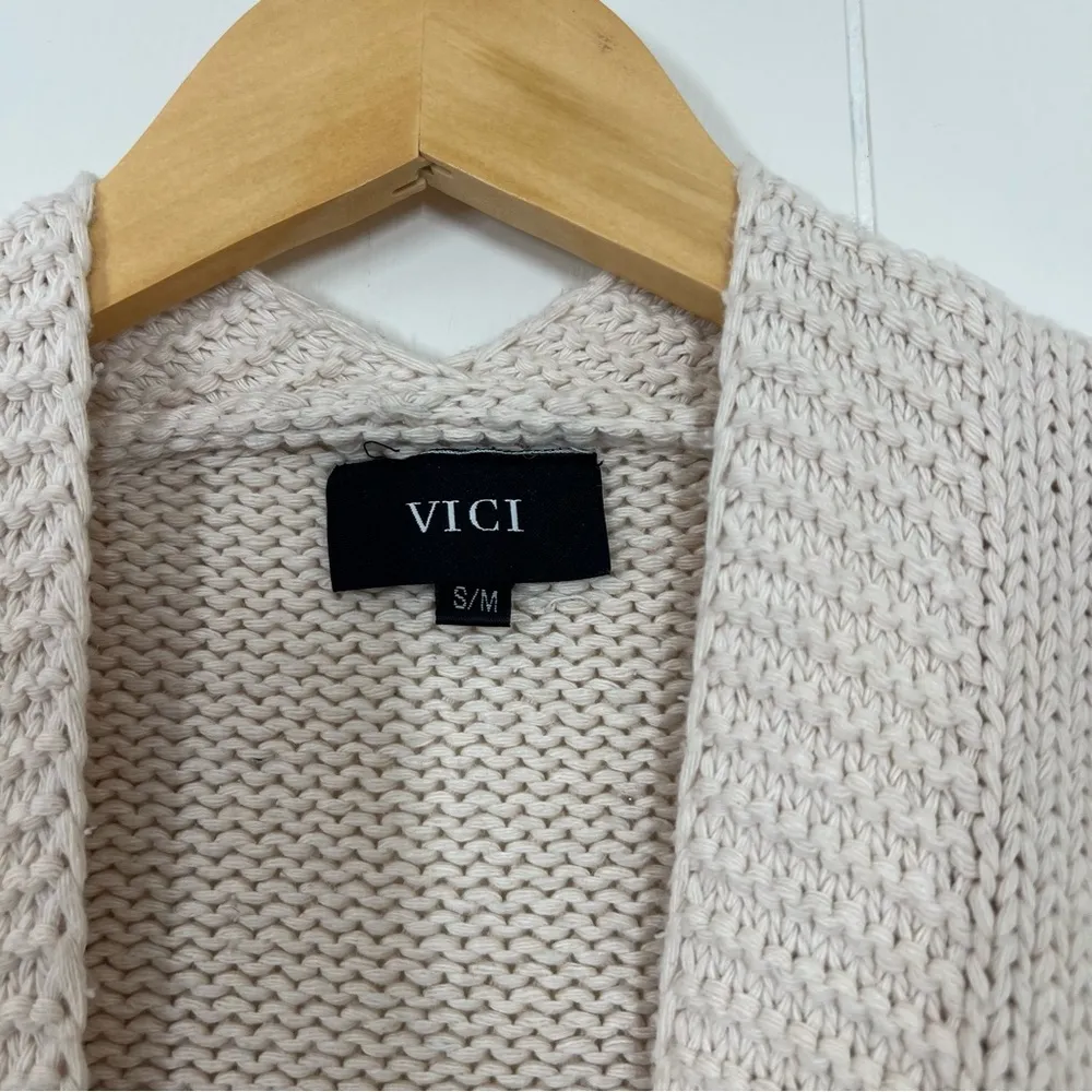 Vici Cream Oversized Heavyweight Chunky Cable Knit Belted Cardigan - Image 7