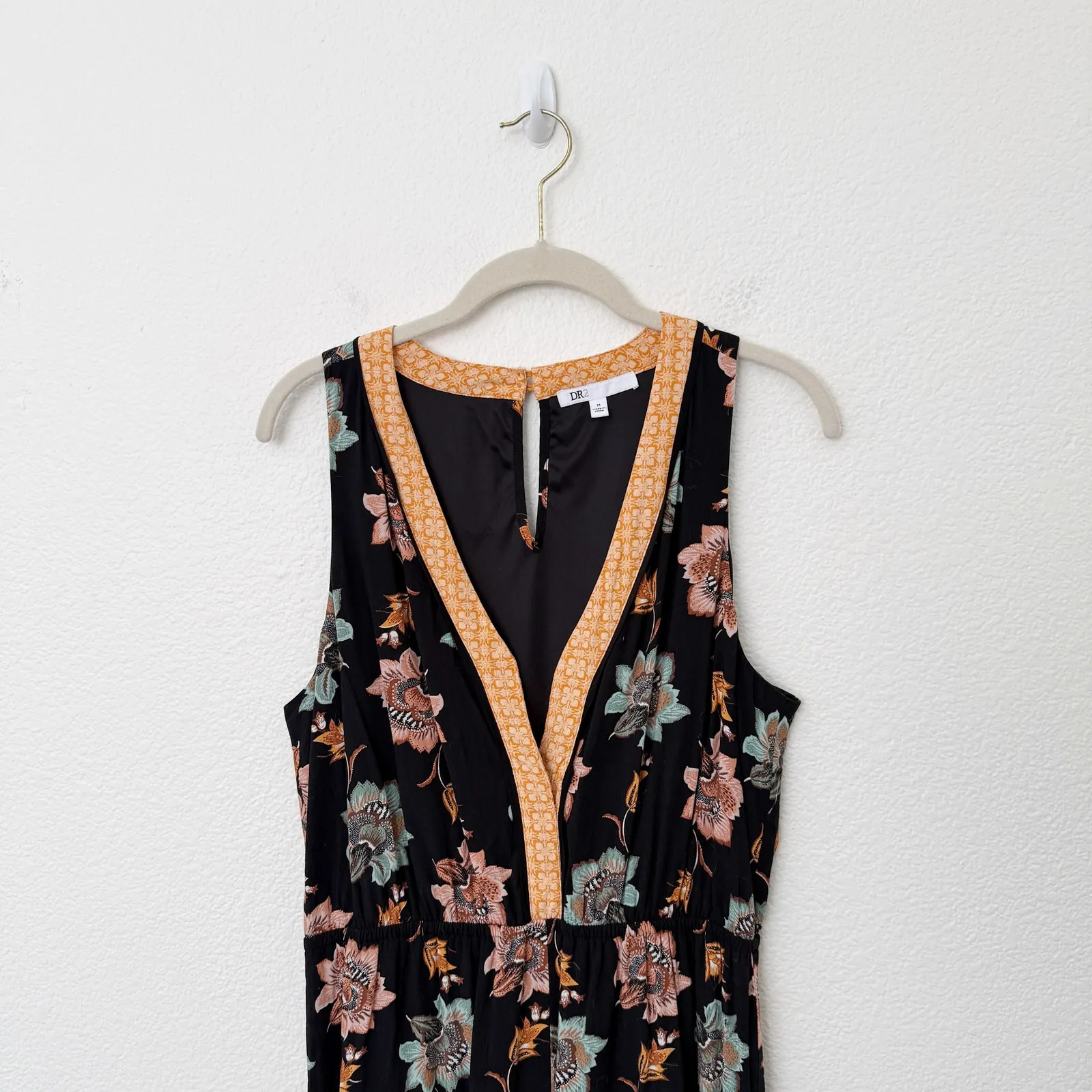 [Daniel Rainn] DR2 Black Floral Sleeveless V-Neck Wide Leg Jumpsuit Sz Medium M - Image 4