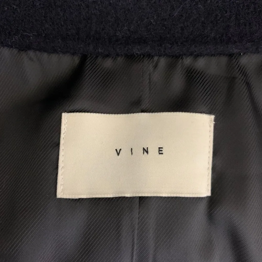 Vine Korean Handmade Wool Pea Coat S Black Double Breasted Lined Pockets 6PE - Image 11