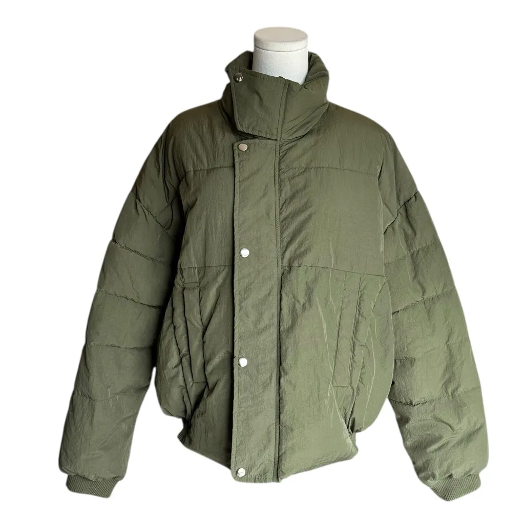 Free People - Cold Rush Puffer Jacket Olive Green Sz S - Image 3