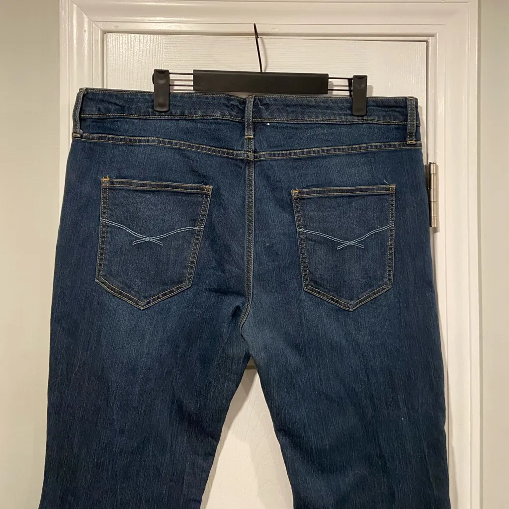 Eddie Bauer Size 16 Dark Wash Stretch Cotton Straight Leg Mid Rise Denim Jeans - Image 6