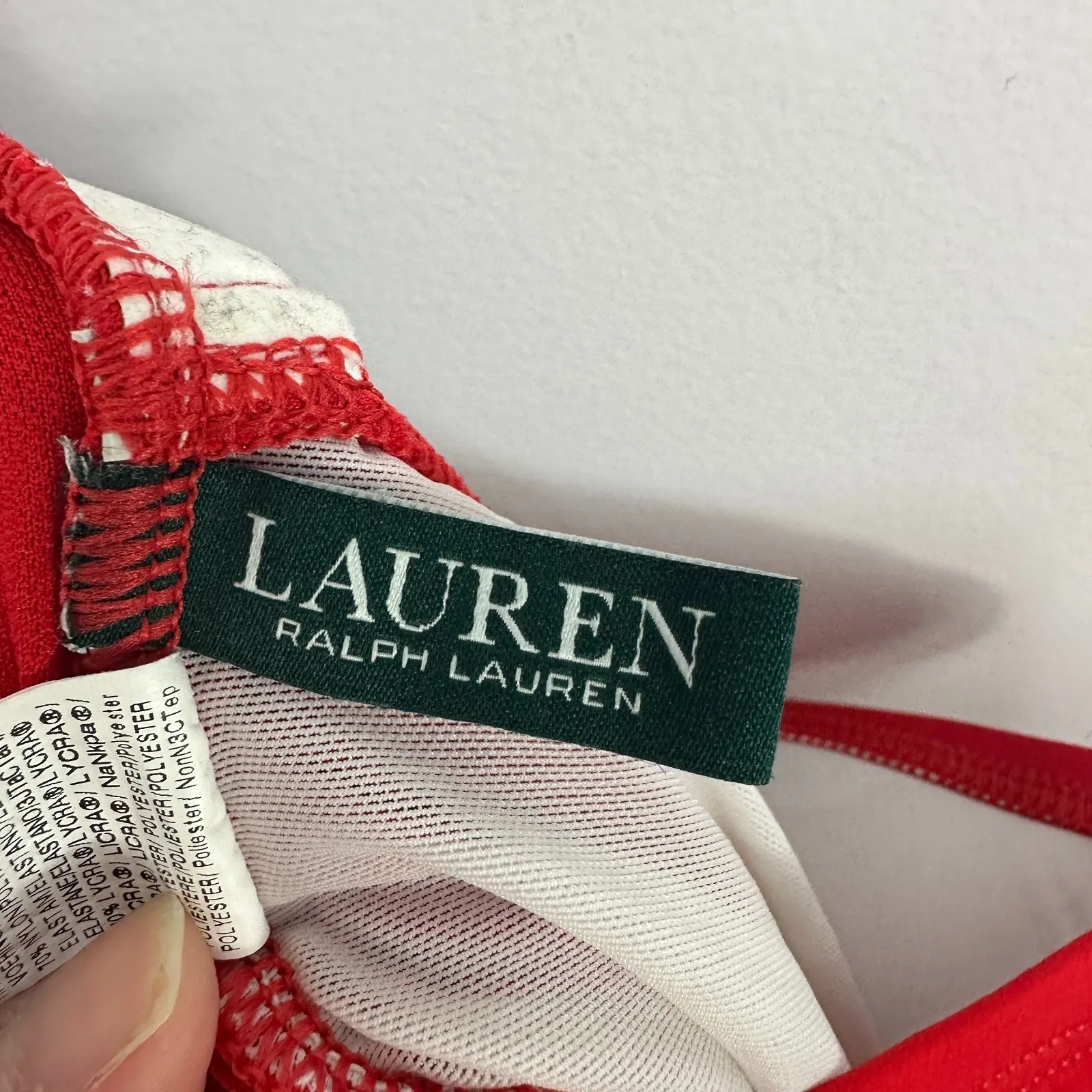 Lauren Ralph Lauren Red Halter One Piece Swimsuit 6 Ruched Retro Glam Sculpting - Image 9