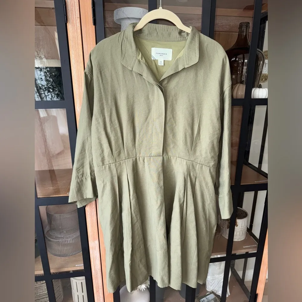 Tuckernuck Pomander Place Jade Green Darien Dress pintuck pockets pleated collar - Image 2