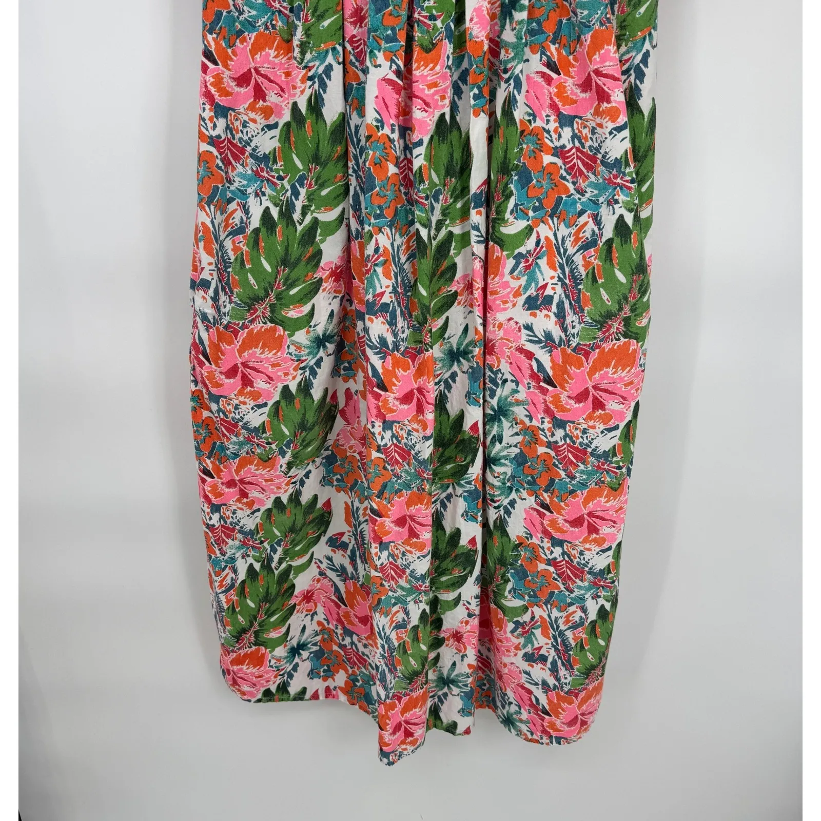 The Vermont Country Store Floral Kaftan Dress Womens Small 100% Cotton Pockets White - Image 3