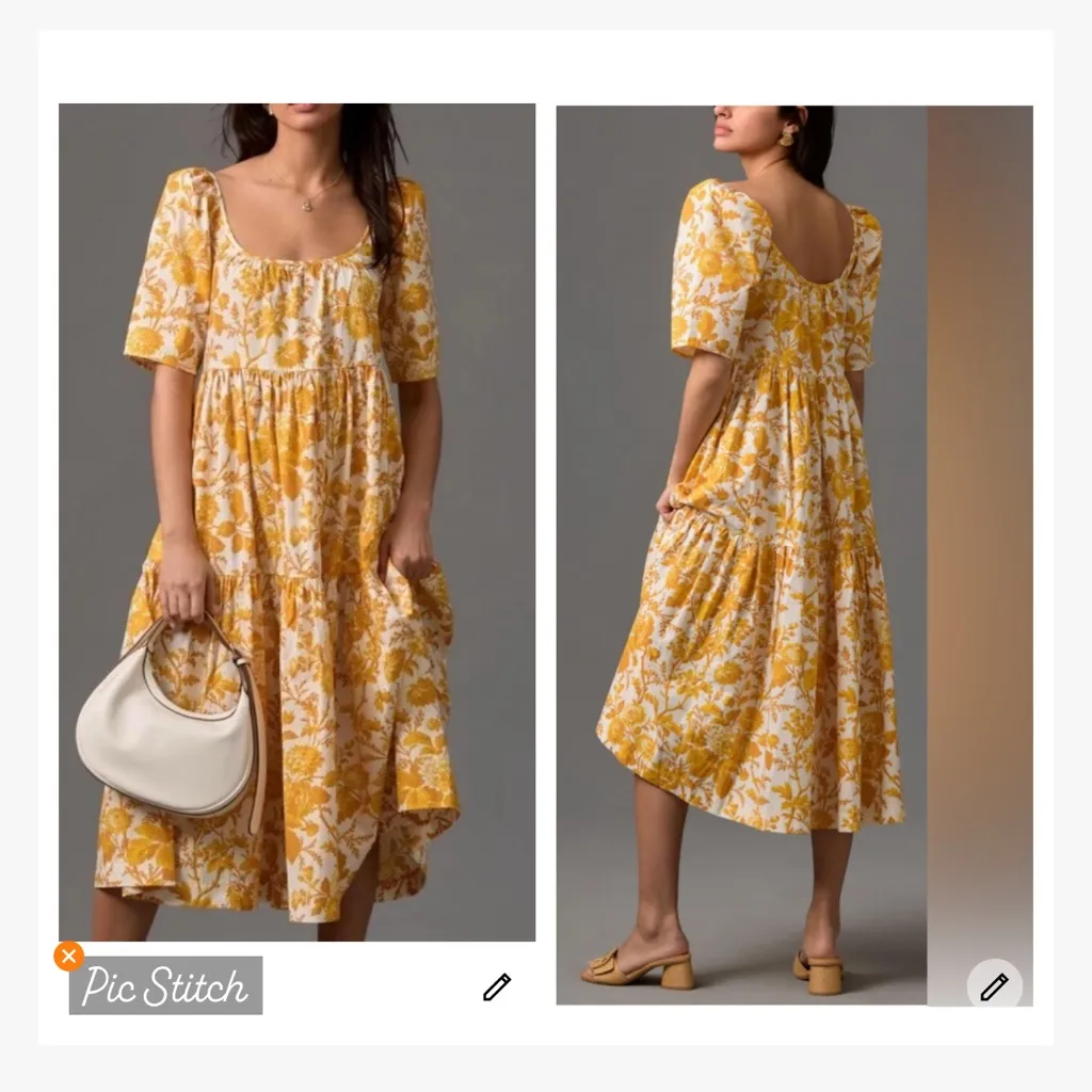 Anthropologie Tiered Cotton Poplin Midi Dress - Image 2