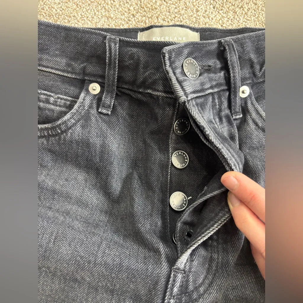 Everlane The Rigid Way High Denim Jean Short High Rise Button Fly 26 Black Wash - Image 8