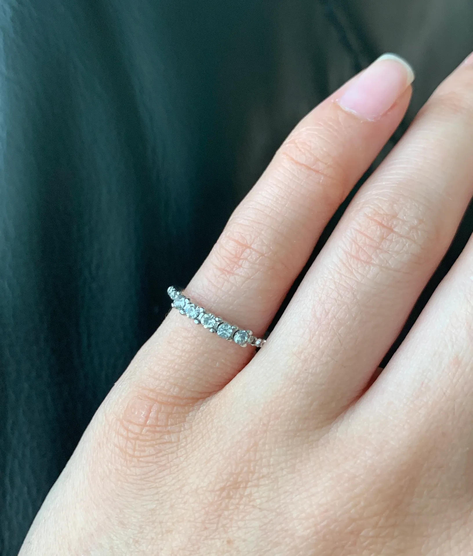 Silver Rhinestone Pinky Ring - Image 2