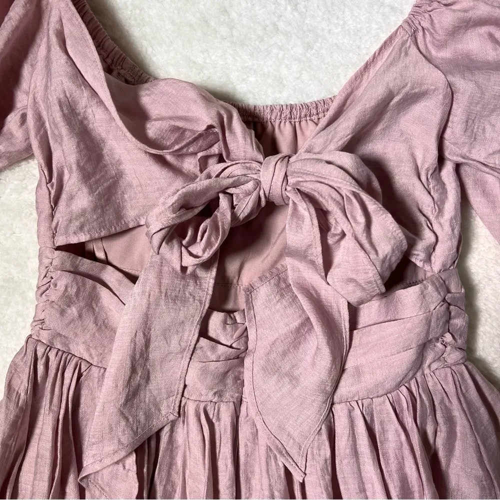 NWT Debbie Dabbie by Angel biba Blush Off Shoulder Tie Back Ruffle Mini Dress - Image 8