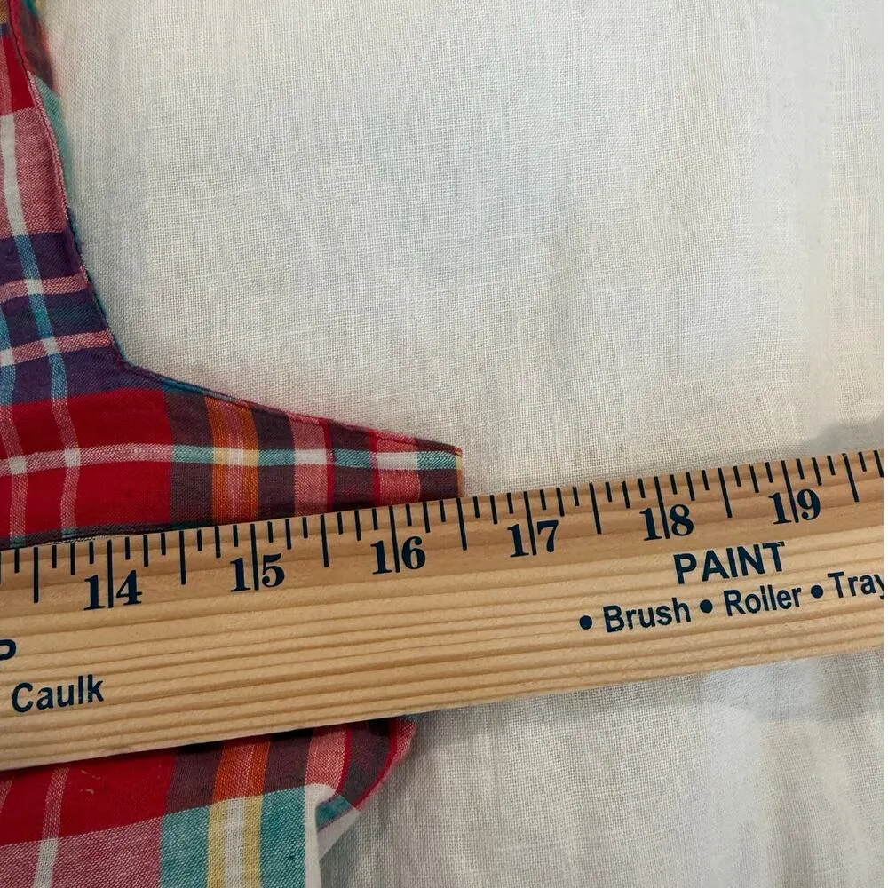 Susan Bristol Button Front Pinafore Dress Back Tie Plaid Red Women's Size 16 - Image 8