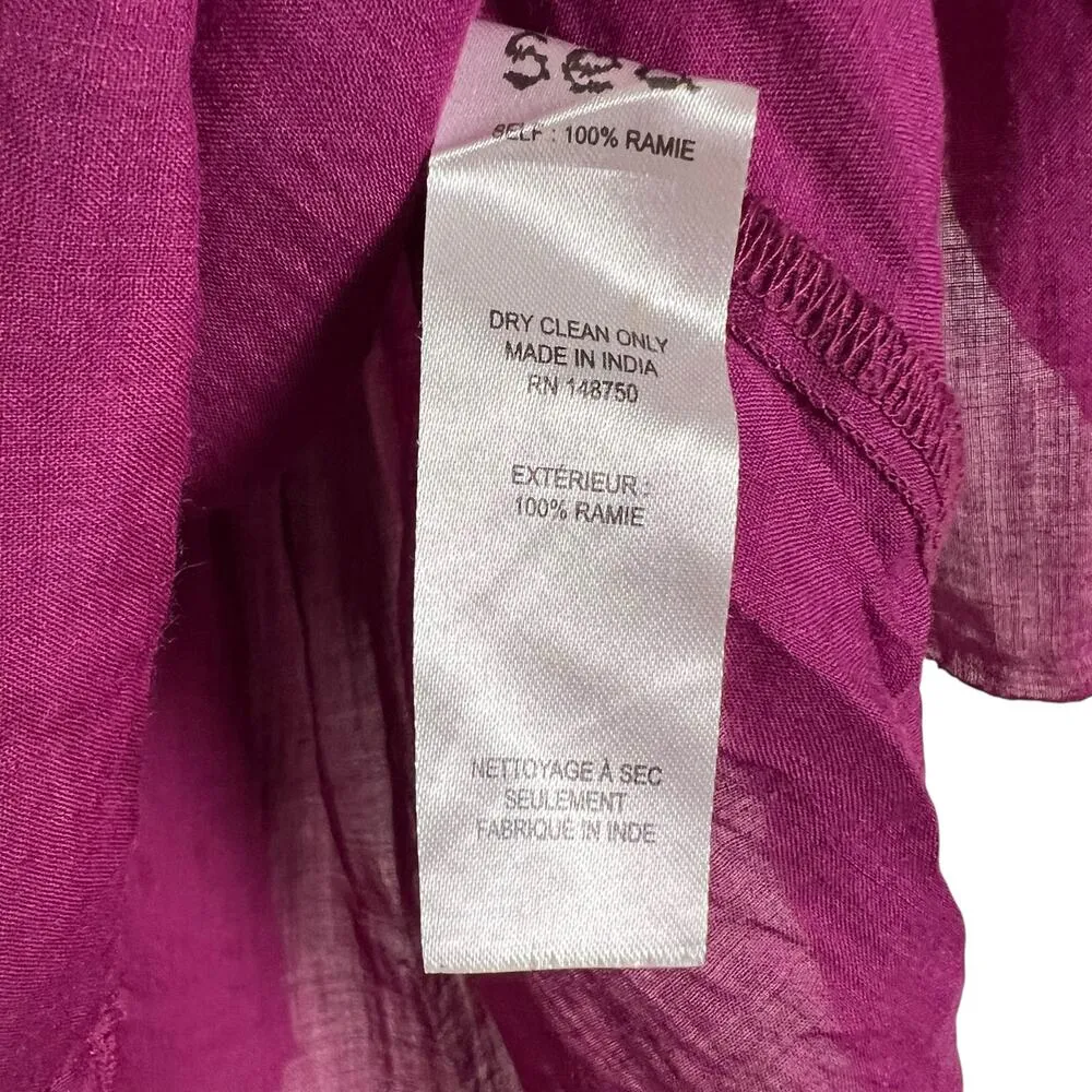 Sea New York Geneva Fuchsia Pink Smocked Short Sleeve Top Size Small Purple - Image 9