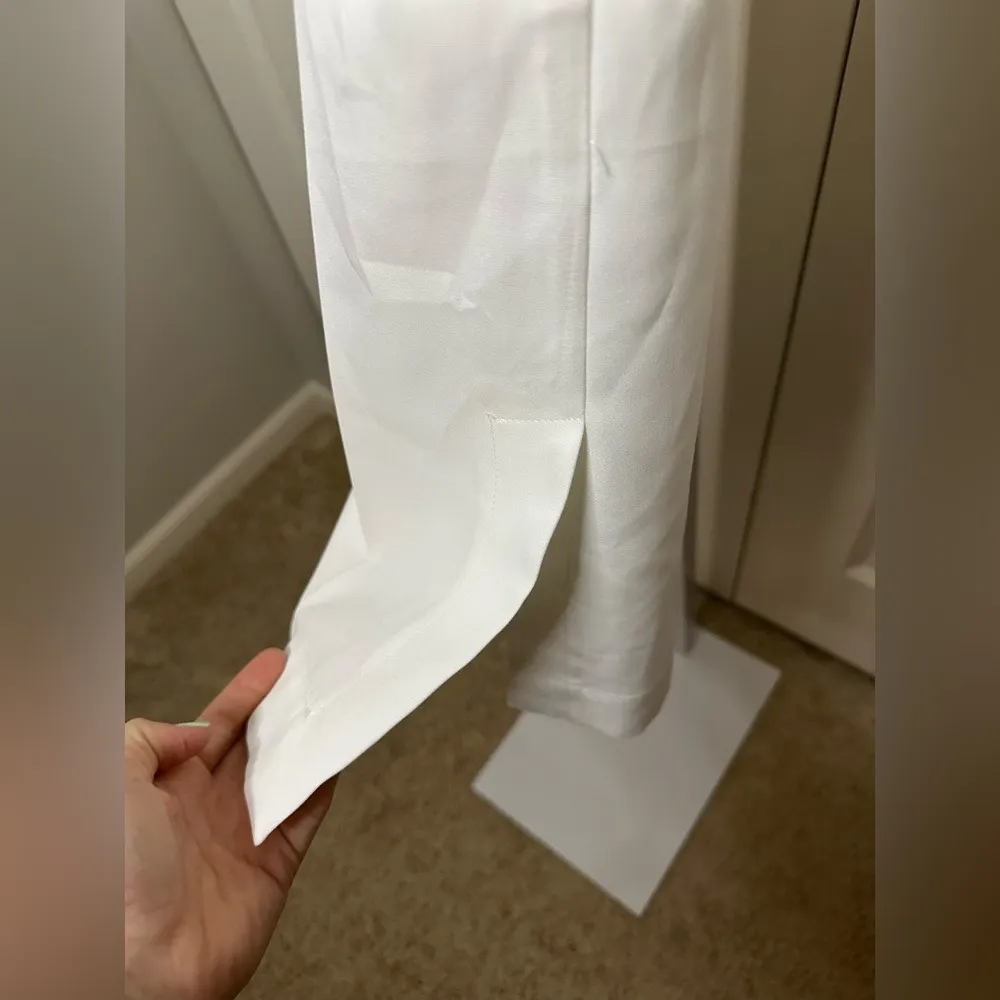 White Career Trousers‎ Straight Leg Dress Pants with Back Pocket Detail - Image 2